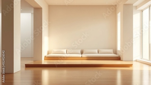 Modern Minimalist Living Room Design Sunlight Streaming into a Serene Space