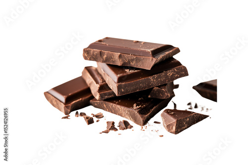 Delectable Dark Chocolate Chunks: Indulge in a close-up view of rich, broken dark chocolate pieces, artfully arranged to tantalize the senses and ignite your sweet cravings.