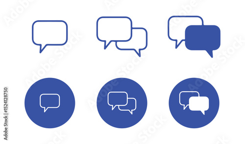 Blue Outline Chat Bubbles – Conversation and Messaging Icons
