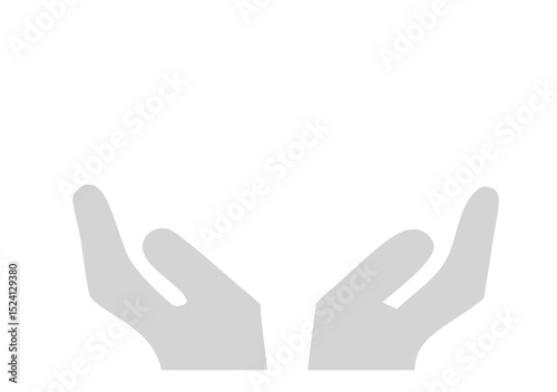 Two open hands raised upwards against a blank background, symbolizing support, care, or offering help.