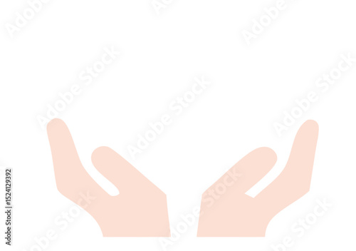 Two open hands in a soft peach color, positioned facing up, suggesting care, support, or the act of giving.