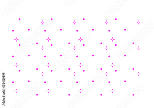 A grid of pink dots and crosses on a white background, creating a visually appealing pattern.