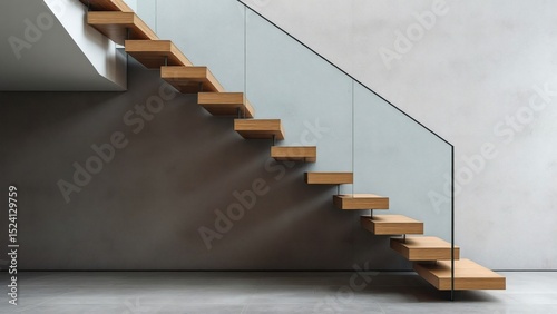 Modern Minimalist Floating Staircase Design with Glass Railing