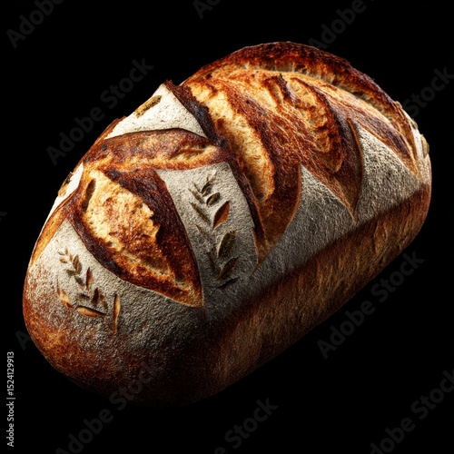 Freshly Baked Artisan Bread with Crusty Texture and Unique Hand-Crafted Design on Dark Background