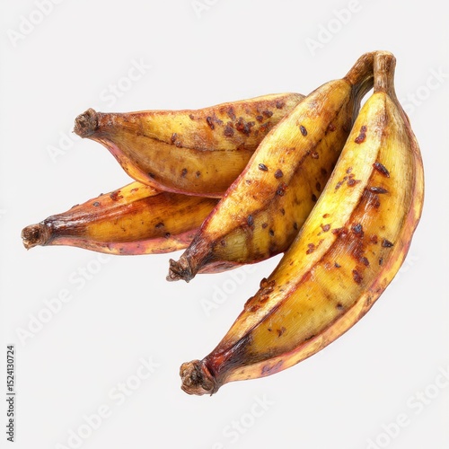 Ripe and Grilled Plantains on a White Background Perfect for Culinary and Healthy Food Photography