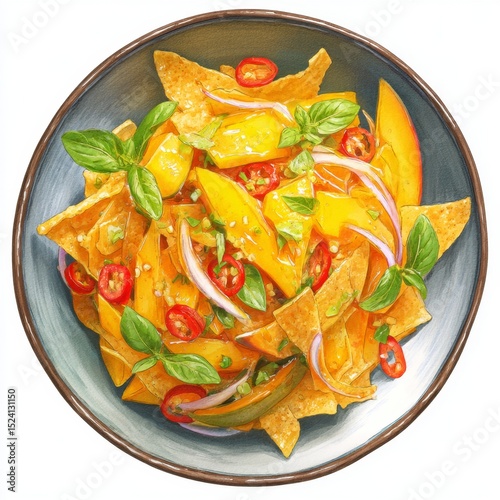 Fresh Mango Salsa with Crunchy Tortilla Chips and Colorful Garnishes for a Flavorful Summer Snack