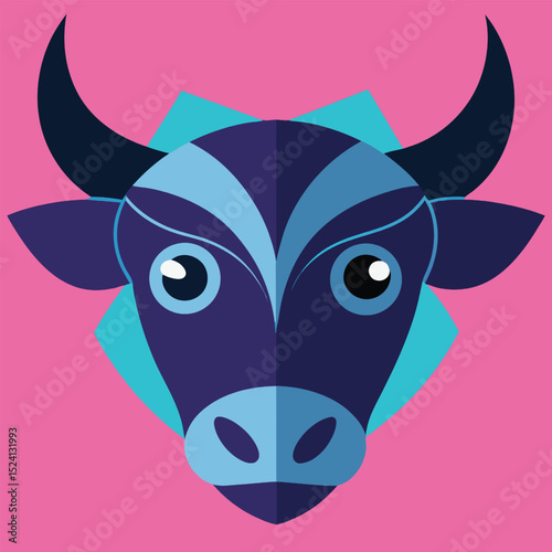 Bull head colorful silhouette 