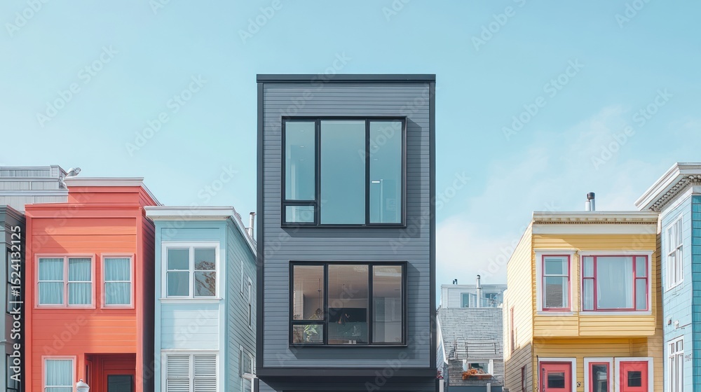 Obraz premium Colorful row of houses, modern facade