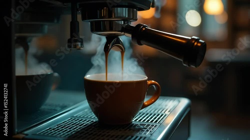 Expresso machine pouring coffee into a cup