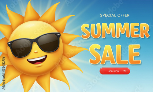 summer sun with sunglasses vector illustration