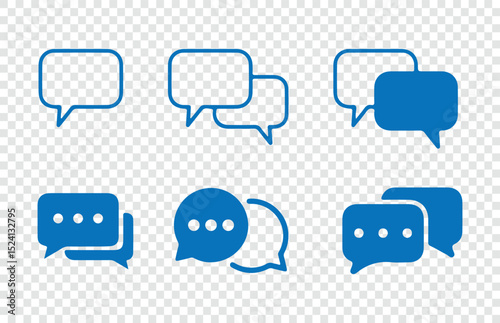 Blue Chat icons. Speech bubble symbol set. vector illustration eps 10