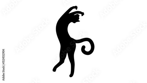 purring cat symbol, black isolated silhouette
