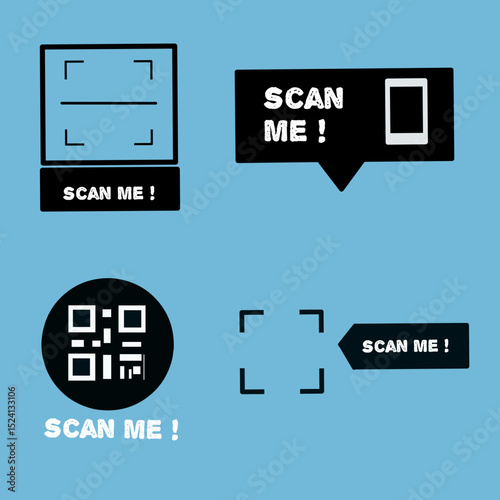 Scan qr code. Scan QR code flat icon with phone. QR Code template for mobile apps, payments and discounts. Mobile payment and quick response code. Vector illustration