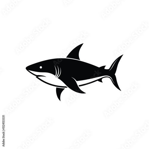 silhouette vector icon of Shark on white background in  Adobe Illustrator Artwork