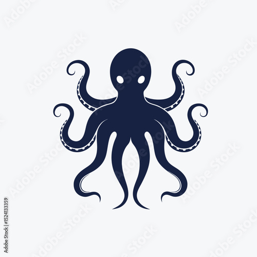 silhouette vector icon of Octopus on white background in  Adobe Illustrator Artwork