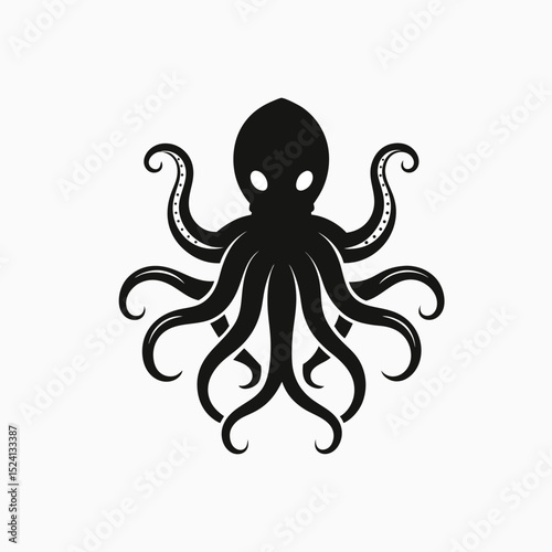 silhouette vector icon of Octopus on white background in  Adobe Illustrator Artwork