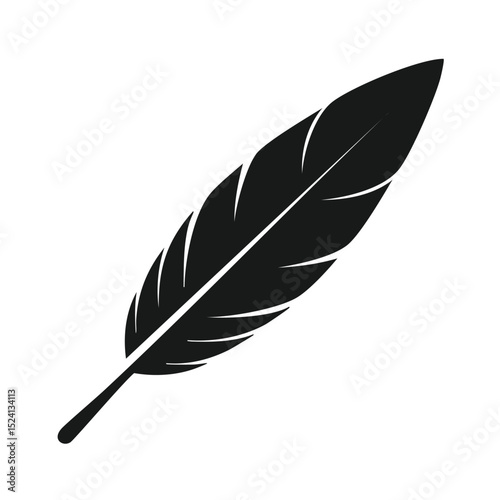 Single black feather silhouette simple design