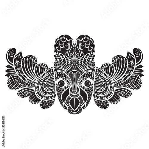 silhouette sri lankan devil mask isolated on white vector icon