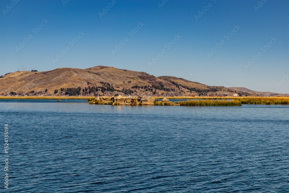 Fototapeta premium Uros floating island on Titicaca lake, Peru