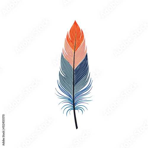 Colorful single bird feather design element
