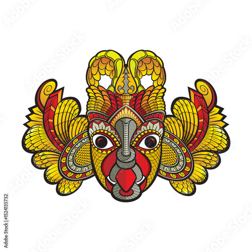 sri lankan devil mask in color vector art