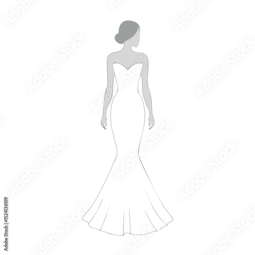 Elegant bride silhouette in mermaid gown design 312