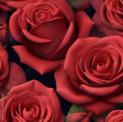 Seamless Pattern of Red Roses