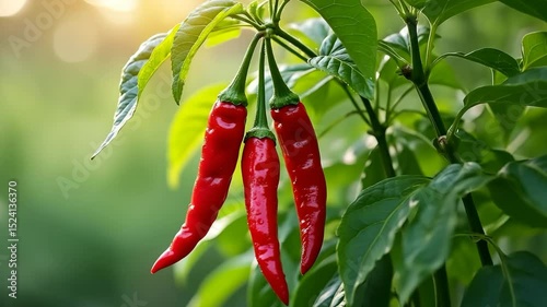 red chili fruit hanging on the tree