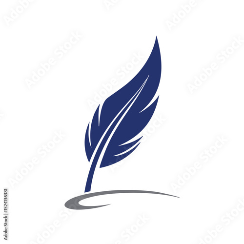 Elegant quill pen logo design writing feather icon