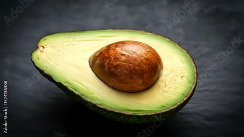 half avocado on a black background
