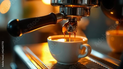 Expresso machine pouring coffee into a cup
