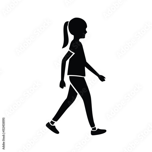 Silhouette of a girl walking casually outdoors