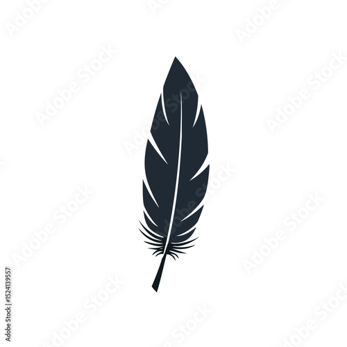 Single dark feather simple minimalist design