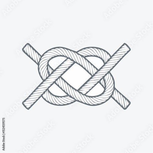 Nautical Knot Illustration Detailed Line Drawing of a Rope Knot