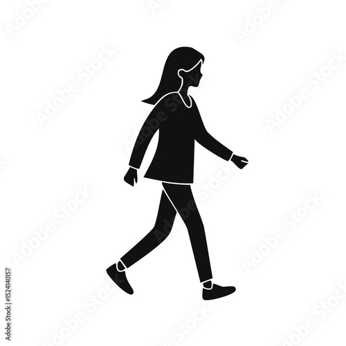 Woman walking side profile simple silhouette