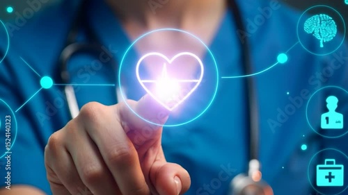 illustration of doctor's finger holding heart