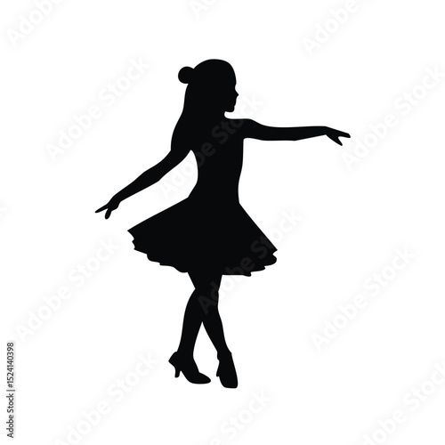 Young ballerina silhouette graceful pose dance