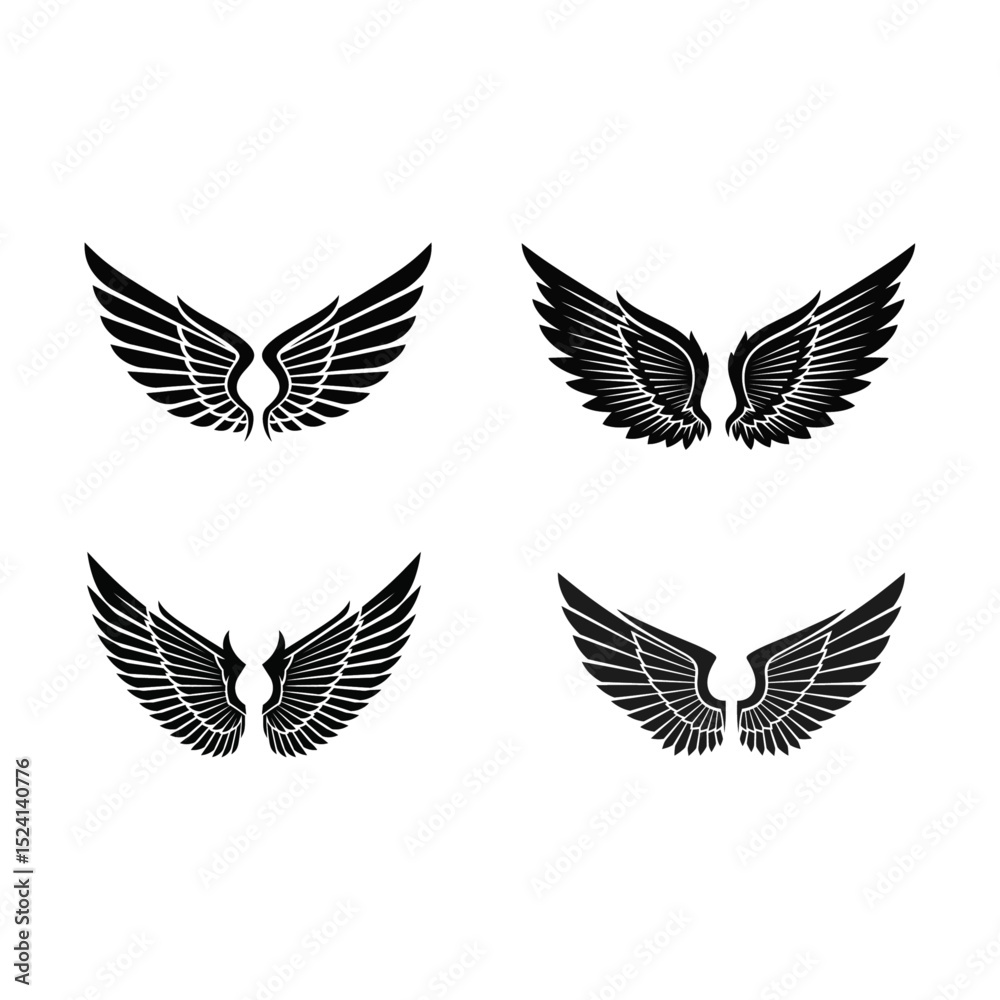 Obraz premium Elegant Winged Silhouette Tattoo Set