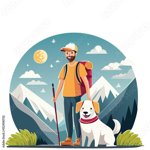 Hiking Man Illustration