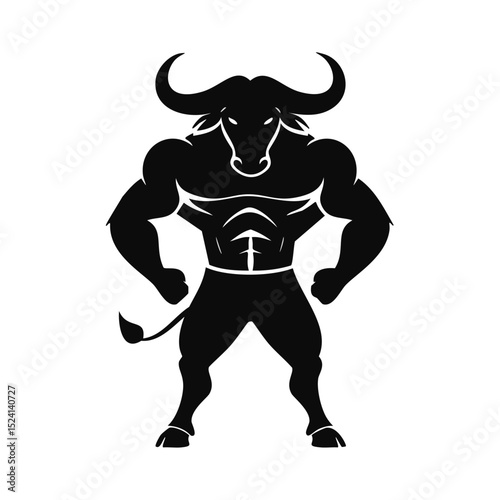 Muscular bull silhouette strong powerful animal