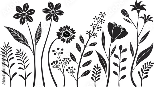 black and white floral background