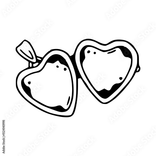 retro love pendant vector outline