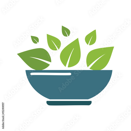 Fresh green leaves in a bowl healthy eating concept