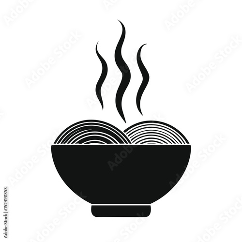 Steaming bowl of noodles hot asian cuisine food