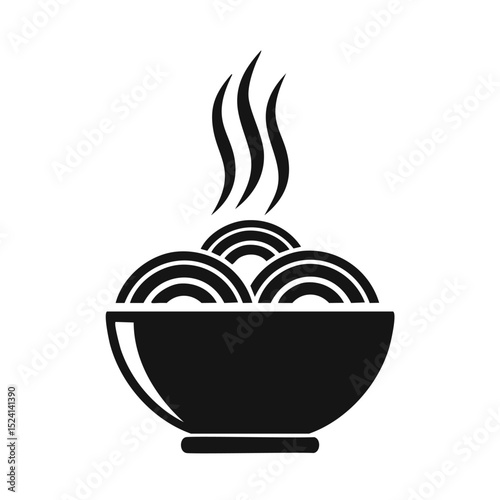 Steaming bowl of noodles hot asian cuisine food