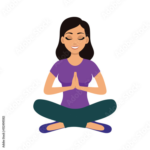 Woman meditating in lotus pose peaceful yoga practice