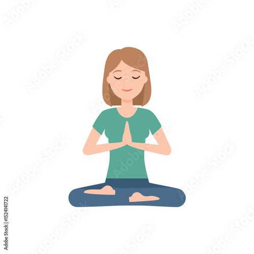 Woman meditating in lotus pose peaceful yoga practice