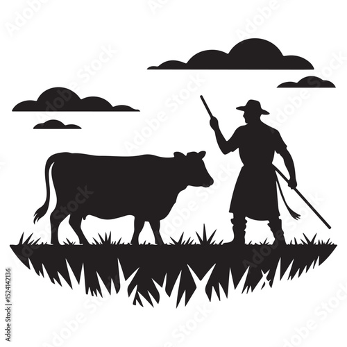  High-Quality Vector Collection of Cows and Calves – Clean, Editable Black Animal Silhouettes Perfect for Agricultural, Rural, and Organic Product Themes.