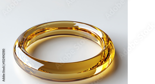 Elegant amber colored glass bangle simple transparent golden ring fashionable circular wrist ornament refined minimalist jewelry design stylish isolated bracelet artistic glasswork decorative photo