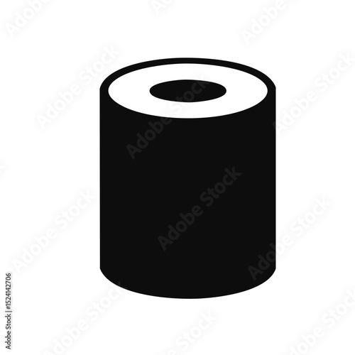 Black cylinder icon simple design minimalist shape